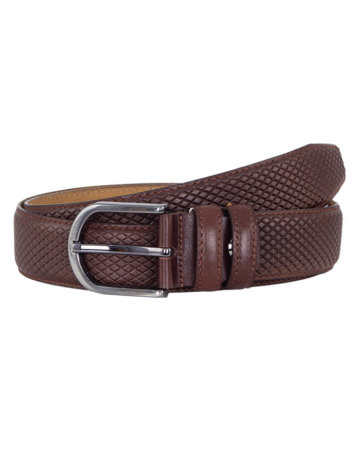 Brown Small Dotted Leather Belt-Makrom