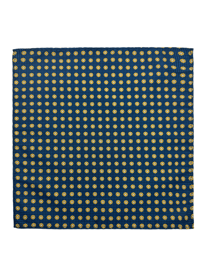 Canal Navy Orange Rosette Pocket Square