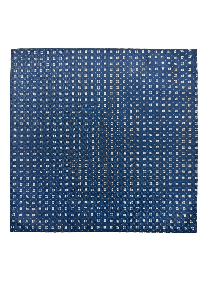 Carnegie Navy White Dot Grid Motif Pocket Square