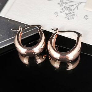 Classic Chunky Hoop Earrings - Rose Gold