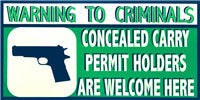 Concealed Carry Welcome: 3" x 7" Sticker
Brand: Sigo Signs
Size: 3"x 7"
Material: Polyethylene (PE)
Mounting Type: Wal