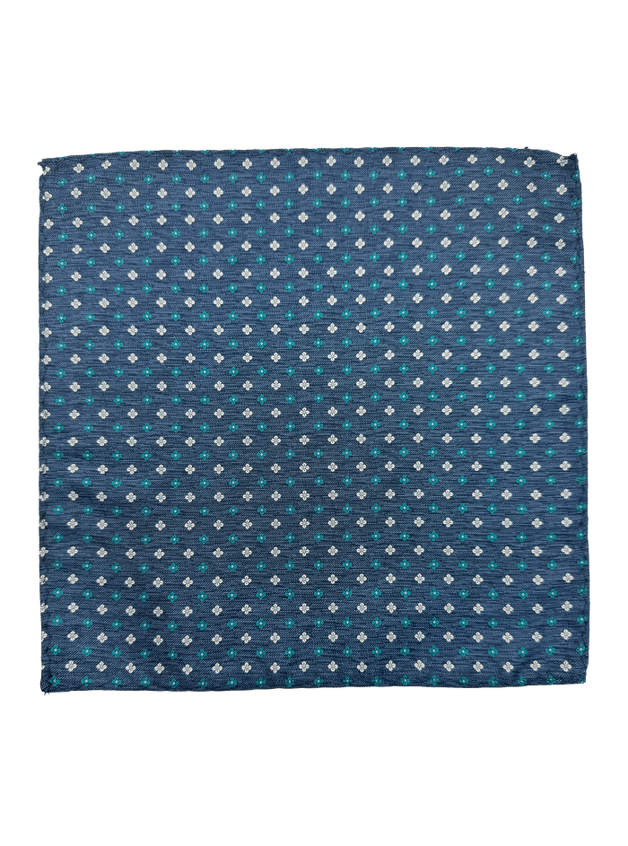Delmonico Blue Neat Floral Pocket Square