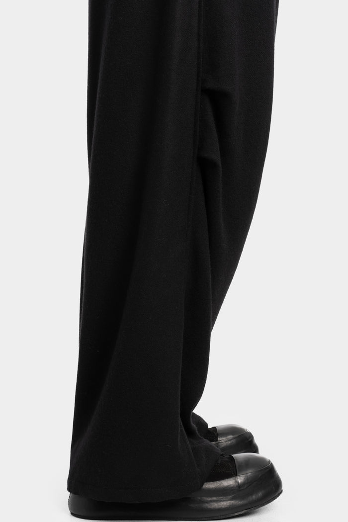 Andrea Ya'aqov | AW25 - Draped wide wool blend pants, 25MSAP48B Black