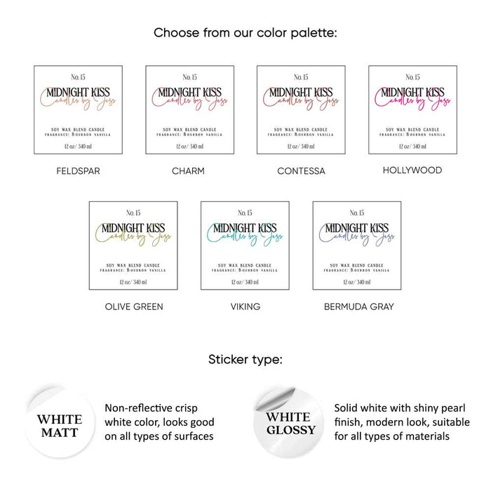 Elegant Square Candle Labeling Sticker - XOXOKristen