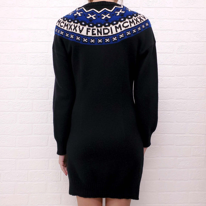 FENDI BLACK LOGO SKI SWEATER DRESS - SIZE 40