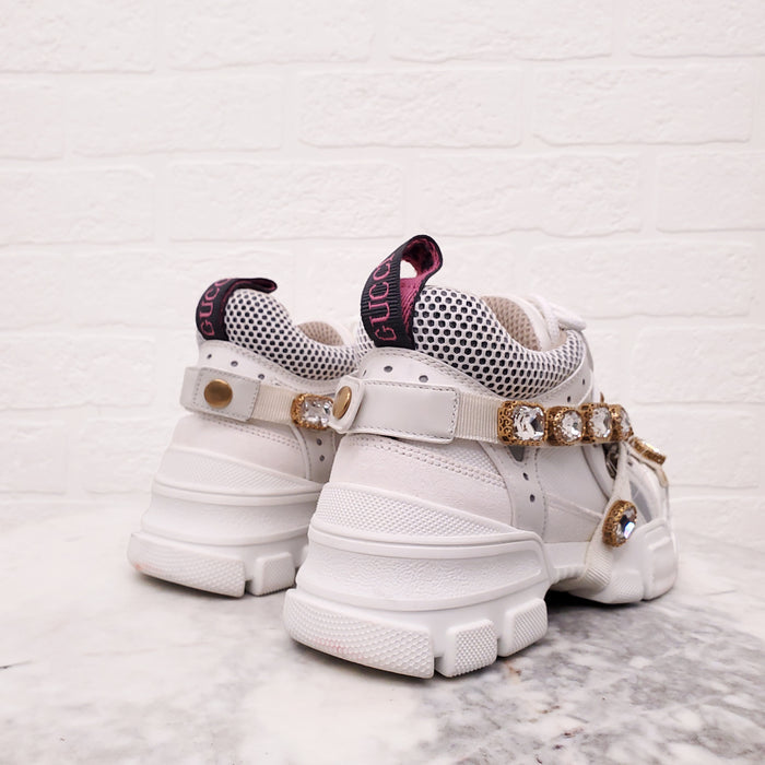GUCCI FLASHTREK CRYSTAL SNEAKERS - SIZE 35