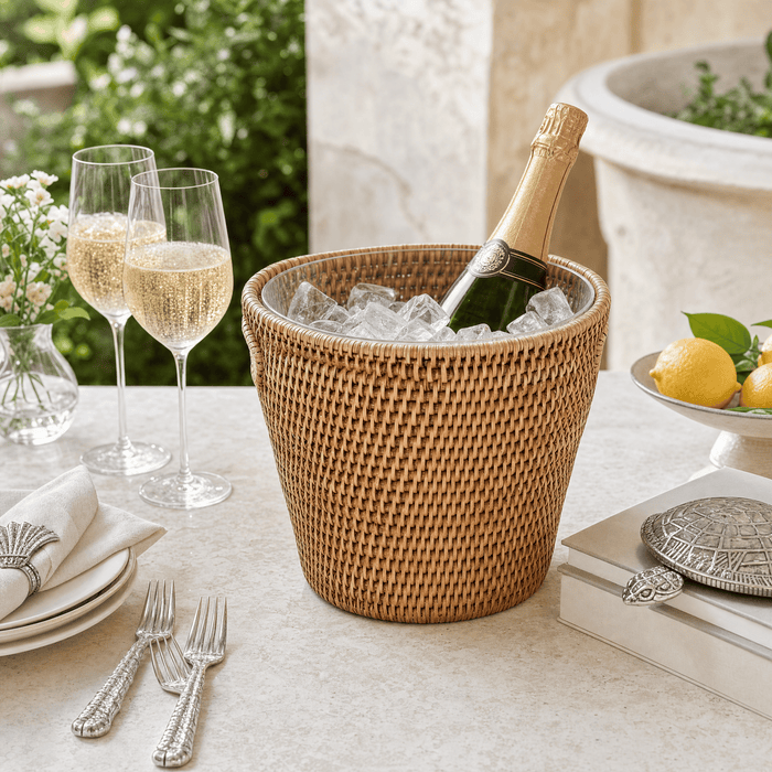 Hand Woven Rattan Wicker Champagne Bucket / Ice Bucket 8