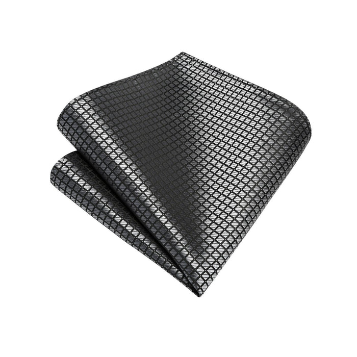 Men's Plaid Tie Handkerchief Clip - GREY-6