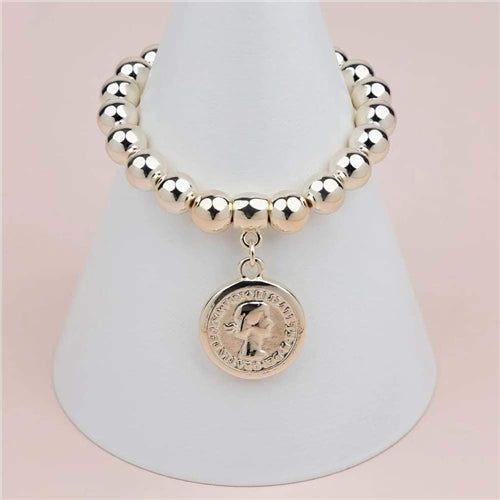 Light Gold Coin Bead Bracelet