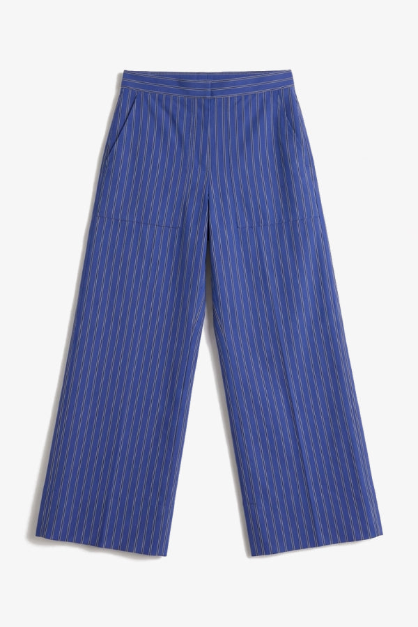 Blue striped pants on a white background. | Still | Exclude