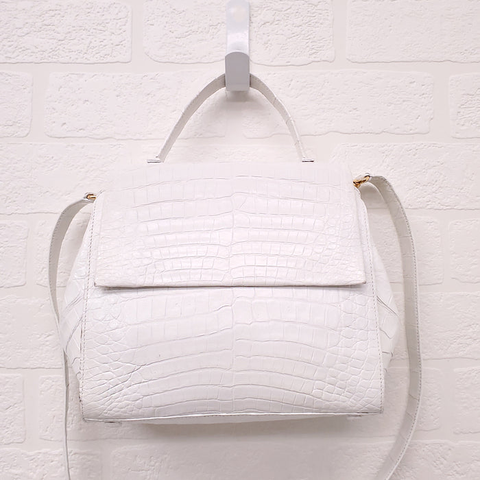 NANCY GONZALEZ WHITE CROCODILE CROSSBODY BAG