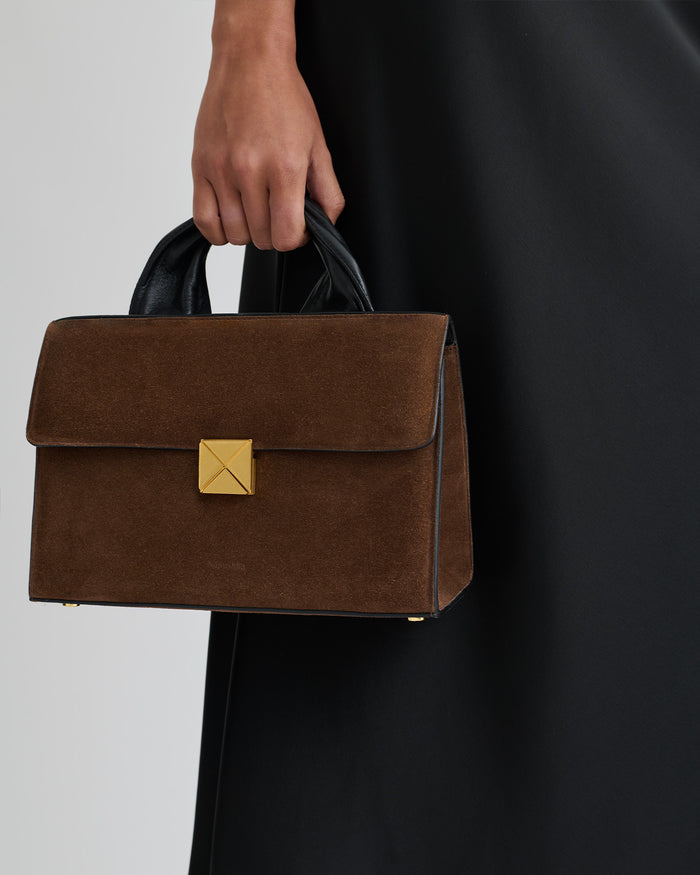 Sandi Lock - Suede bag - Dark Brown