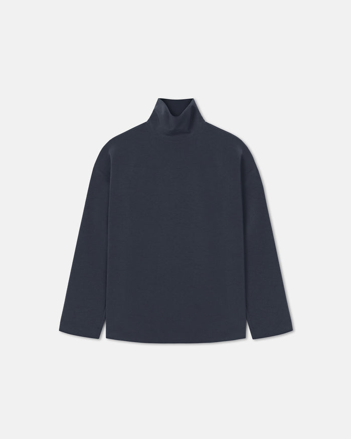 Sitara - Paper Jersey Turtleneck Top - Dusty Blue