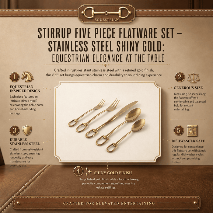 Stirrup Five piece Flatware Set - Stainless Steel Shiny Gold 8
