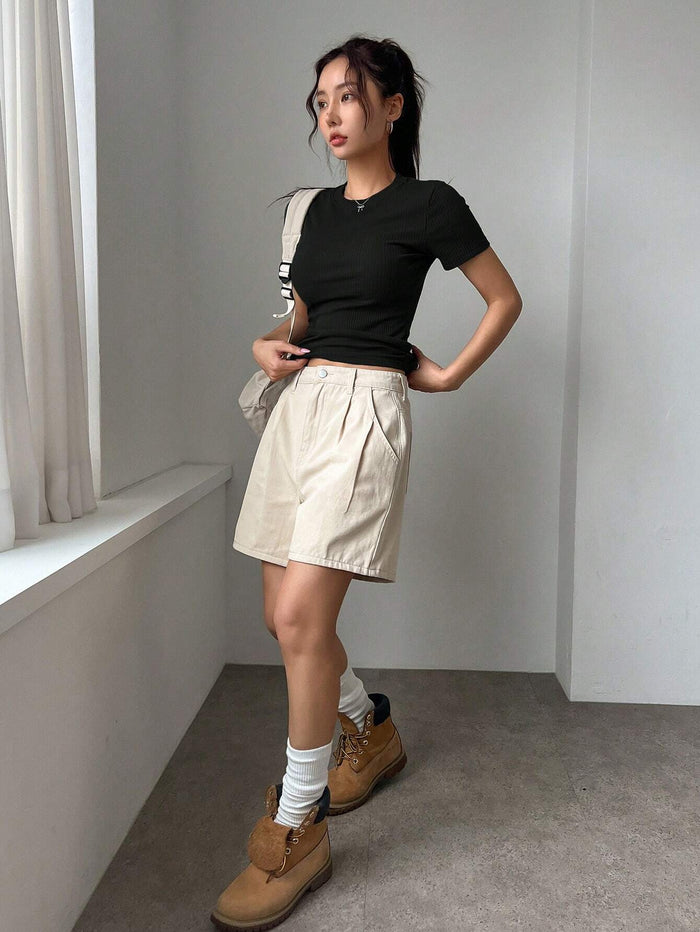 SXV Solid Color Slim Fit Women T-Shirt
