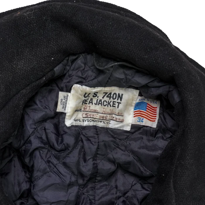 US Made Schott 740N Black Pea Jacket - 34, XSmall - Army & Outdoors - Great Coats