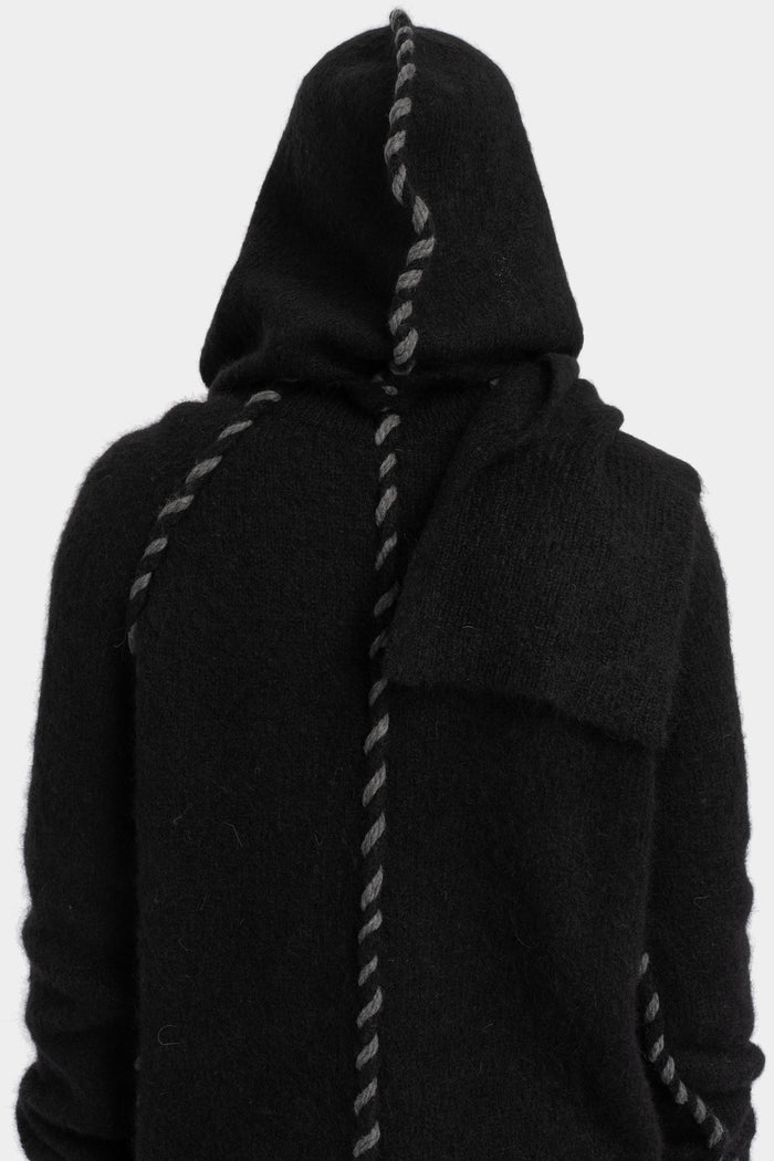 Wool knit hood scarf