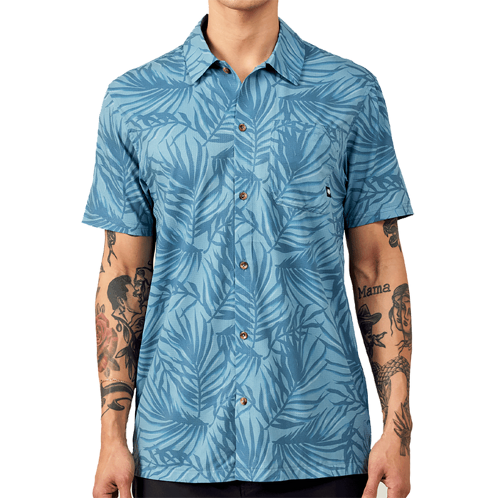 686 Nomad Perforated Short Sleeve Button Down Palm Blue pure boardshop