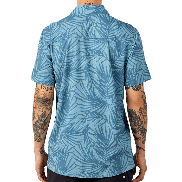 686 Nomad Perforated Short Sleeve Button Down Palm Blue pure boardshop