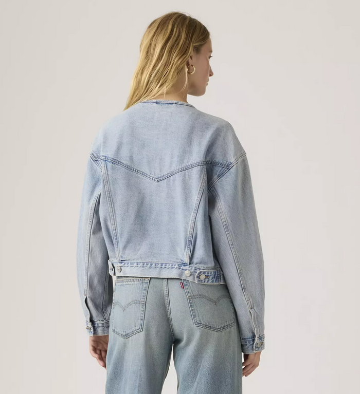 '90s Shrunken Collarless Trucker Jacket