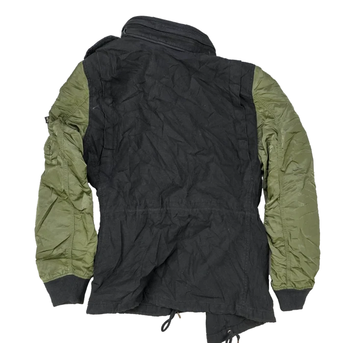 Alpha Industries Women's Fusion Black and Olive Field Jacket - Small - Army & Outdoors - Field Jackets
