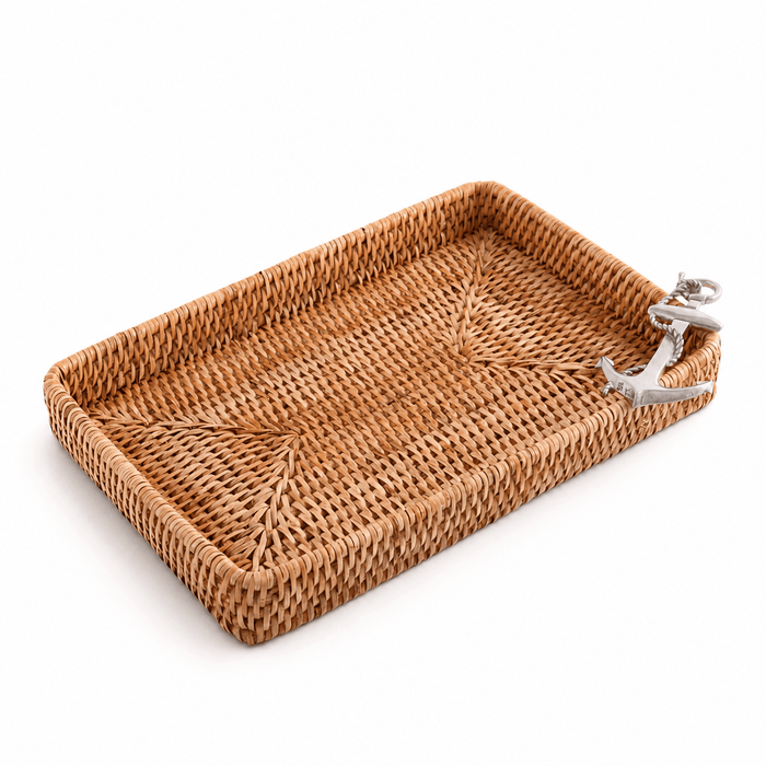 Anchor Catchall Tray Hand Woven Wicker Rattan 1