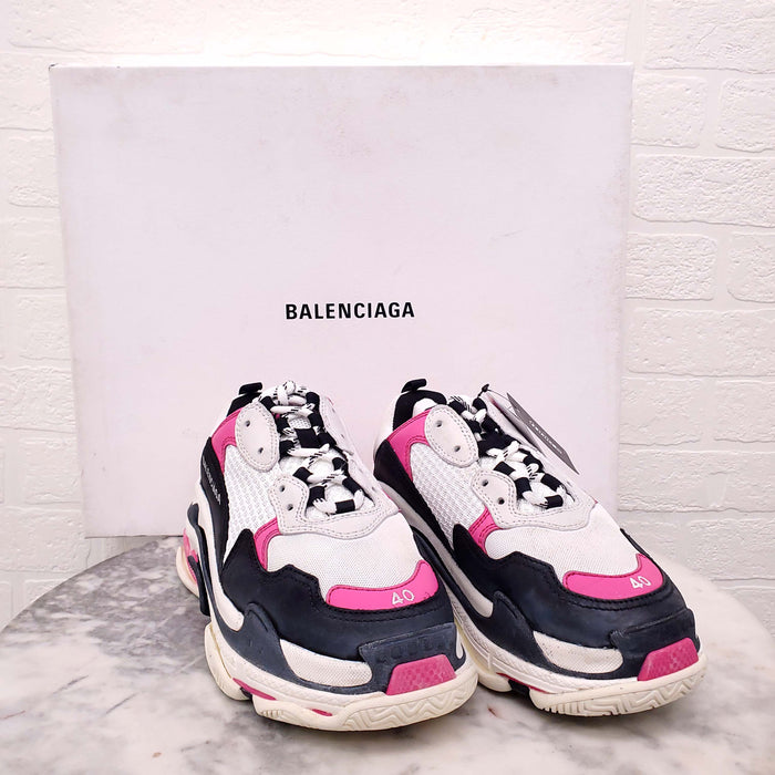 BALENCIAGA BLACK AND PINK TRIPLE S SNEAKERS - SIZE 40