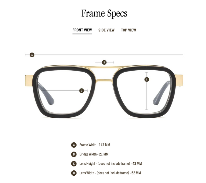 Bandit Reading Glasses - Matte Gold - Matte Black