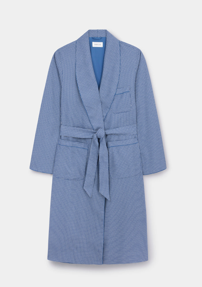 Blue Sashiko Cotton Dressing Gown, Dressing Gown - SIRPLUS