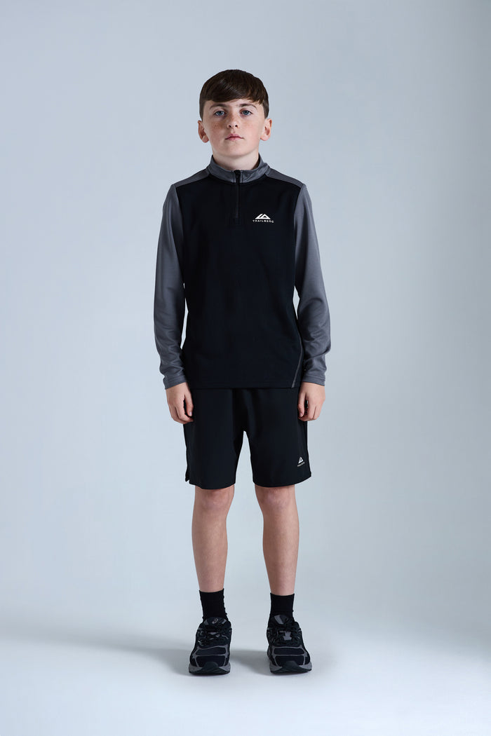 Boys Essentials Quarter Zip - Black/Urban Smoke