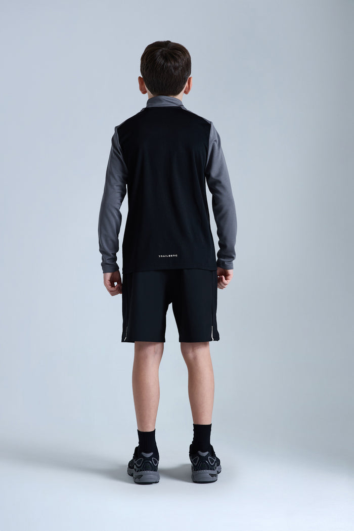Boys Essentials Quarter Zip - Black/Urban Smoke