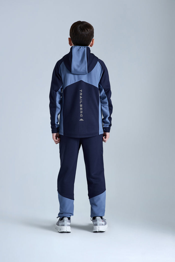 Boys Ice Gridded Fleece Tracksuit - Navy Blue/Blue Essence
