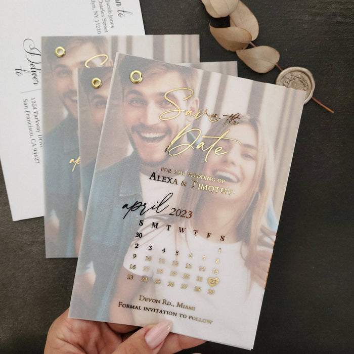 Calendar Vellum Save The Date Photo Invite - XOXOKristen