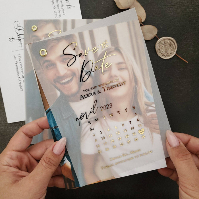 Calendar Vellum Save The Date Photo Invite - XOXOKristen