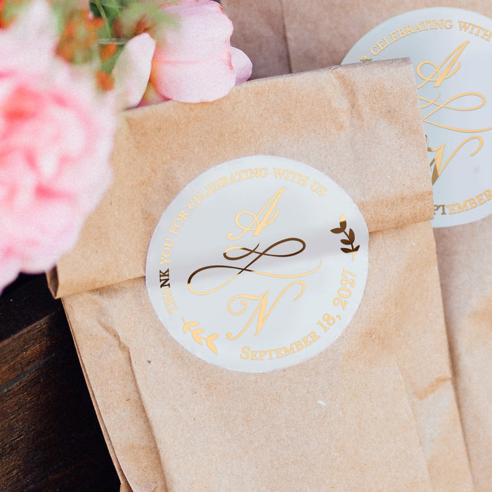 Calligraphy Initials Wedding Stickers - XOXOKristen