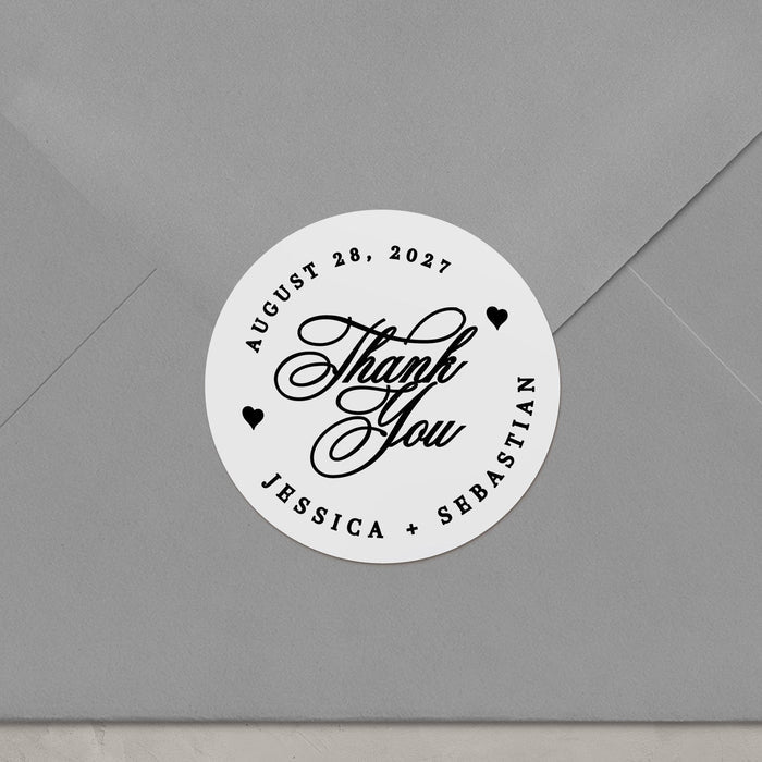 Calligraphy Thank You Wedding Stickers - XOXOKristen