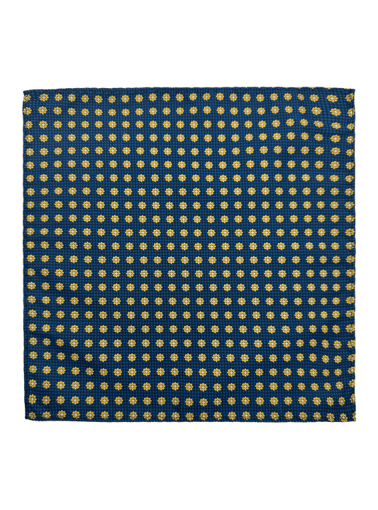 Canal Navy Orange Rosette Pocket Square