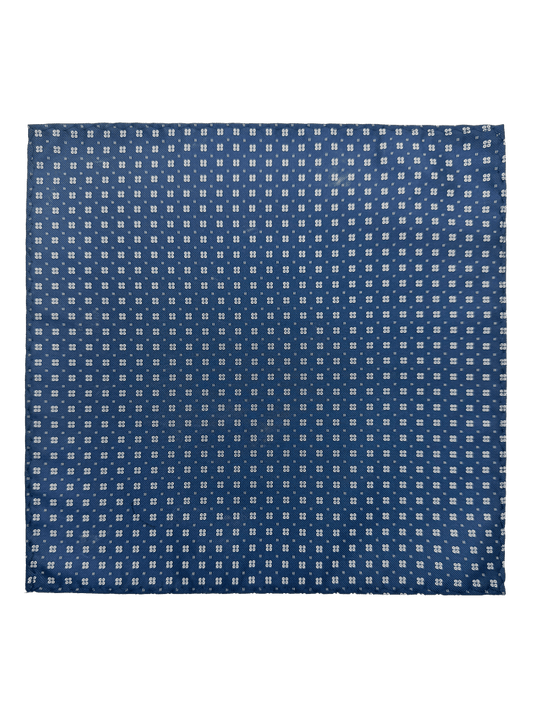 Carnegie Navy White Dot Grid Motif Pocket Square