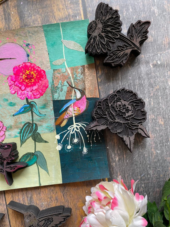 Cathy Nichols for Fodder School | Two Flowers | Foam Stamps (Set of 2)