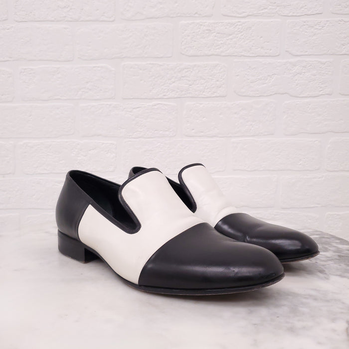 CELINE BLACK AND WHITE LOAFERS - SIZE 38