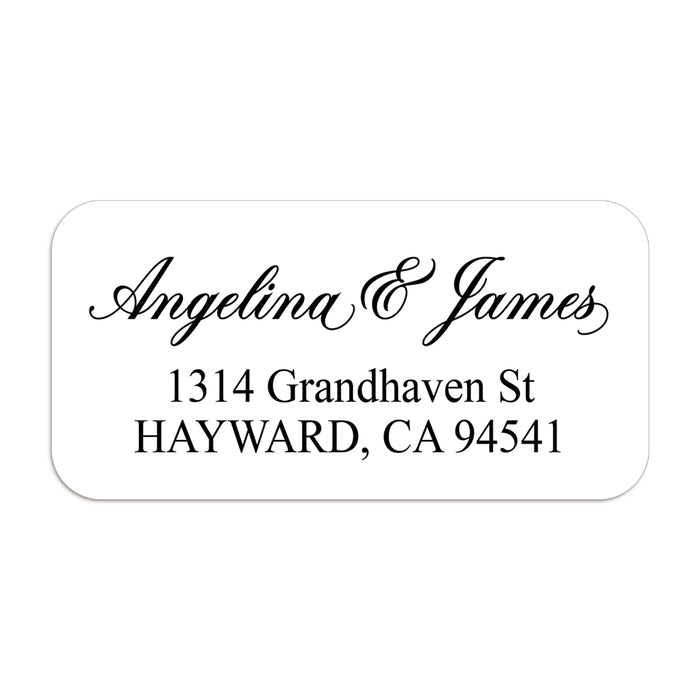 XOXOKristen bulk sheet of elegant calligraphy return address labels in black on white with rounded corners for envelopes – XOXOKristen