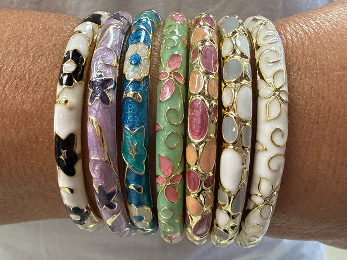 Cloisonne hinge bracelet - fits up to 7"