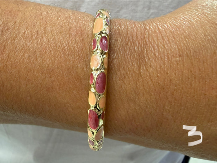 Cloisonne hinge bracelet - fits up to 7"