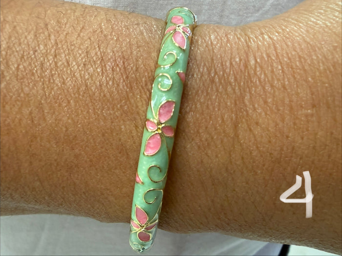 Cloisonne hinge bracelet - fits up to 7"