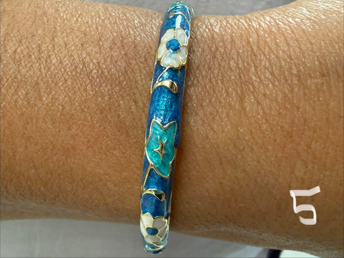 Cloisonne hinge bracelet - fits up to 7"