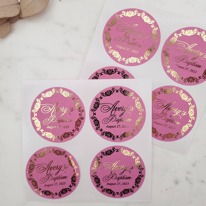 Custom Colorful Gold Foiled Baptism Sticker - XOXOKristen