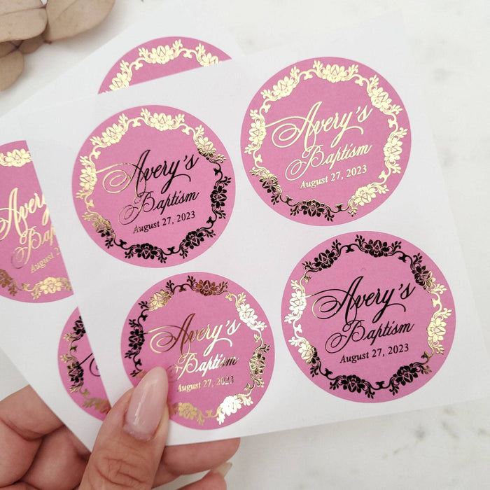 Custom Colorful Gold Foiled Baptism Sticker - XOXOKristen