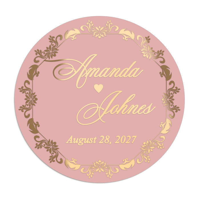 Custom Colorful Gold Foiled Wedding Sticker