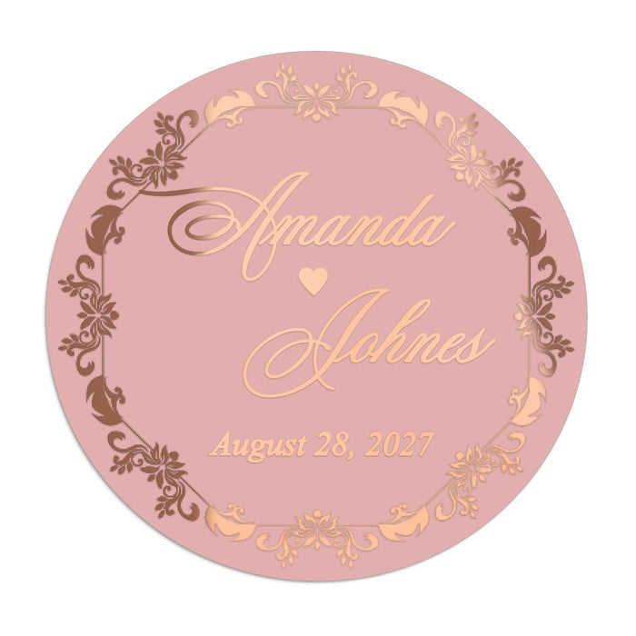 Custom Colorful Gold Foiled Wedding Sticker