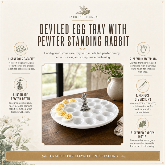 Deviled Egg Tray with Pewter Standing Rabbit 8